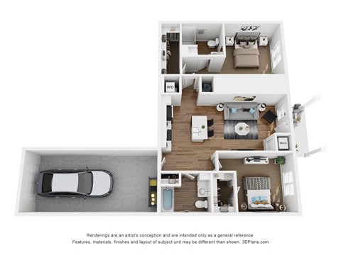2 Bedroom 2 bath  with Garage and Patio 1124 sq ft at The Daniels at Northern Gateway Apartments, Wisconsin, 53080